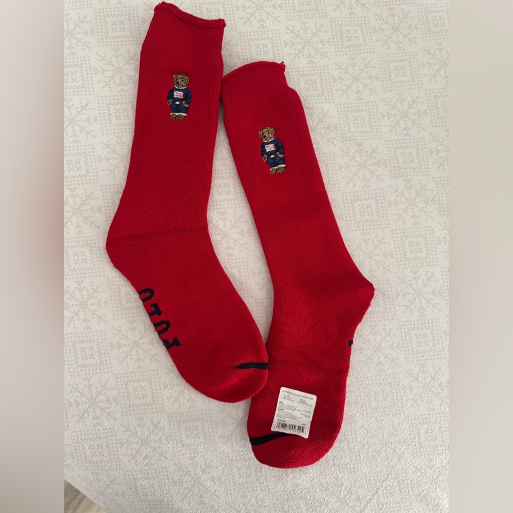 Polo Ralph Lauren Bear shop Gift socks warm unisex adult size